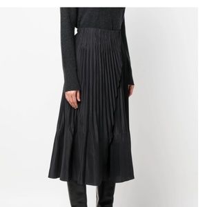 Vince high-waisted pleated midi skirt